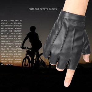 Gants de conduite automobile sans doigts en cuir PU Gants de sport d'extérieur Faux demi-doigt avec couche antidérapante Gant pour hommes femmes - Product Image 6