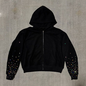 Survêtement de haute qualité 100% coton pour hommes pour sweat à capuche imprimé bouffant avec design doublé et logo avant à col à capuche - Product Image 2