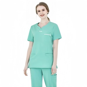 Traje de enfermera de tejido delgado para mujer, ropa de salón de belleza, conjuntos de uniformes médicos elásticos, uniformes de Hospital estampados a mano - Product Image 2