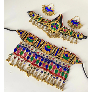 Ensemble collier et boucles d'oreilles afghans Bijoux kuchi de haute qualité pour mariage de mariée Fait à la main - Product Image 6