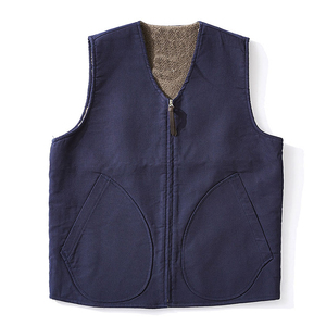 Chaleco de lana reversible con logotipo personalizado de invierno, abrigo informal de Color sólido con bolsillo frontal cálido para hombres - Product Image 5