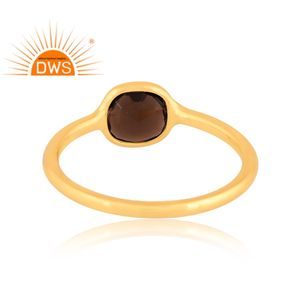 แหวนควอตซ์อัญมณีสีสโมควอตซ์ชุบทอง18K ชุบทองดีไซน์ล่าสุดจากผู้ผลิตเครื่องประดับแบบวางซ้อนกันได้ - Product Image 4