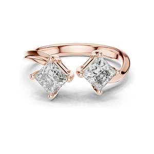 Anillo de Dos Piedras con Diamante de Laboratorio Corte Princesa de 0.90 CT para Mujer, Claridad VVS-VS EF, Oro de 18KT, 14KT, 10KT y Plata 925, Color Rosa - Product Image 2