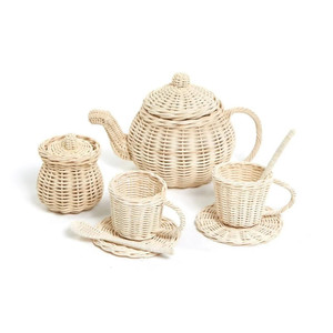 Free Sample Nhat Minh Tea Making Toy Set for Children Made of Natural Woven Rattan Eco-Friendly Safe Kitchen Toys Teapot Teacup - Product Image 1