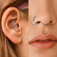 Anneau de nez articulé en titane plaqué or ASTM F136, pour septum, cartilage, hélix, tragus, bijoux de piercing corporel pour mariage
