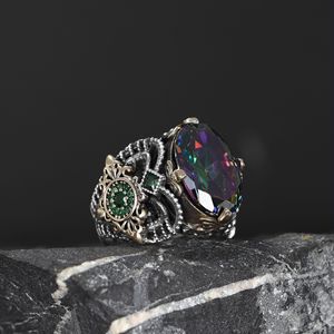 Anillo Azuris de Plata de Ley 925 de Alta Calidad, Estilo Otomano, para Hombre, Joyería de Moda, Piedra Negra Natural, Hecho en Turquía, VALKH1655 - Product Image 2