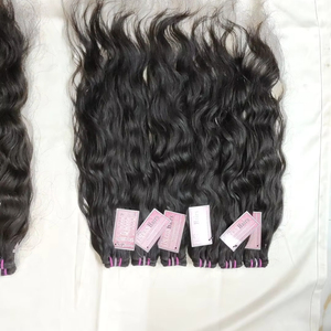 Paquetes de cabello humano de textura ondulada de 28 pulgadas indio crudo sin procesar, cutícula alineada, trama de ondas naturales, precio de proveedor Chennai - Product Image 1
