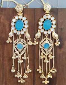 Doublet Plus Moissanite Polki Kashmiri <b>Earrings</b> For Women Luxury Indian Traditional <b>Earrings</b> For Party Wear <b>Long</b> Tassel <b>Earrings</b> - Product Image 2