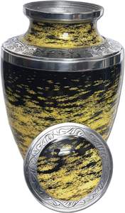 Urnas funerarias de cremación de aluminio con copos amarillos para adultos, estilo hermoso humano, urna funeraria de entierro hecha a mano, ceniza, tamaño personalizado - Product Image 2
