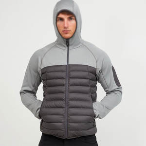 Veste matelassée en toile pour homme, logo personnalisé, coupe-vent avant, col montant, sports d'hiver, vêtements de rue - Product Image 1
