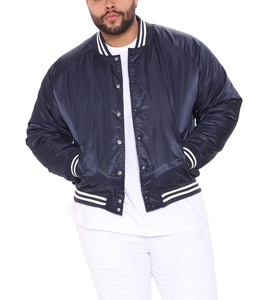 Chaqueta de béisbol de talla grande con logotipo personalizado para hombre, ropa de calle, chaqueta de béisbol universitaria con botones de satén - Product Image 4