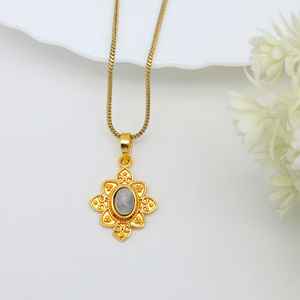 Exclusivo 18K chapado en oro azul Arco Iris piedra lunar COLLAR COLGANTE moda latón joyería cuerda cadena para hombres mujeres encanto colgante - Product Image 4