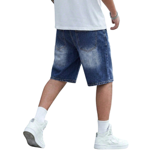 Pantalones Cortos de Mezclilla Azul Oscuro para Hombre, Rotos, Desgastados, Casuales, de Pierna Recta, de Algodón, para Verano, Estilo Vintage, Lavados, Moda Urbana - Product Image 2