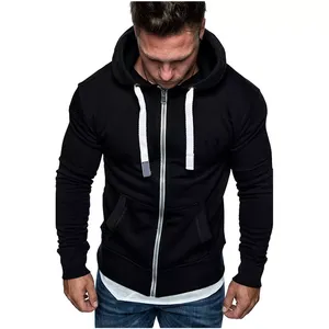 High Quality Unisex 100% Cotton Hoodie Fashion Heavyweight Zipper Hoodie with Solid Pattern Logo Casual Mens Blank Zipper Hoodie - Product Image 2