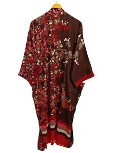 ชุดกิโมโนเย็บปะติดปะต่อกันชุดคลุมบิกินี่เสื้อคลุมยาวสำหรับใส่กลางคืนทำด้วยมือสไตล์วินเทจผ้าไหมส่าหรี - Product Image 5