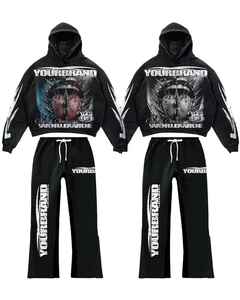 Muestra Gratuita, Conjunto Deportivo de Algodón 100% Transpirable de Alta Calidad con Estampado por Sublimación, Talla Grande, Sudadera con Cremallera y Pantalones Deportivos - Product Image 5