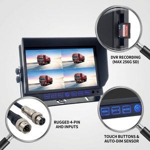 Moniteur DVR tactile IPS 7 pouces à vision nocturne infrarouge |   Enregistreur en boucle 4CH AHD 1080P, <span class=keywords><strong>carte</strong></span> SD 256 Go, système de caméra de recul 12-36V - Product Image 2
