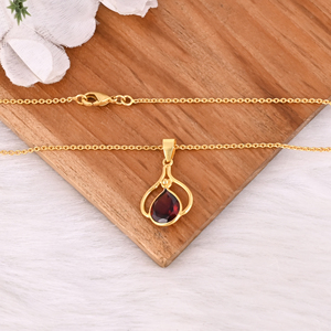 Wholesale Manufacturer Mozambique <b>Garnet</b> <b>Pendant</b> Necklace 925 Silver Gold-Plated Chain Necklace For Engagement Wedding & Parties - Product Image 2