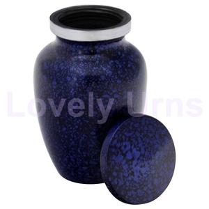 Petites urnes souvenir en aluminium bleu cobalt marbre Boîte en velours gratuite - Product Image 2