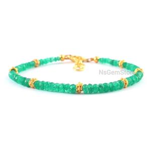 Bracelet de perles Rondelle à facettes émeraude verte pour femmes mai pierre de naissance pour filles bijoux en pierre naturelle - Product Image 4