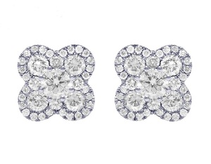 S925 plata esterlina chapada en oro flor Moissanite diamante redondo Iced Out VVS Clarity Stud pendientes para mujer - Product Image 1
