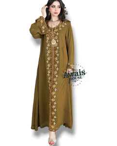 Conjunto de Dos Piezas de Abaya Modest para Mujer, Elegante Cárdigan Largo con Cuentas Bordadas, Vestido Maxi Bordado, Talla Grande, Caftán Musulmán, Línea A - Product Image 4