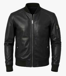 Chaqueta de Cuero con Cremallera de Alta Calidad Directo de Fábrica para Hombre, Abrigos de Cuero, Talla Personalizada Disponible - Product Image 3