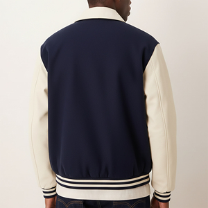 Nouveautés 2025 Veste universitaire à capuche en laine 100% pour homme, bloc de couleurs, poids lourd, surdimensionnée, confortable, longue devant - Product Image 2
