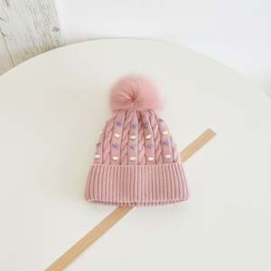 Gorro de Punto Jacquard con Rayas y Puntos, de Poliéster/Algodón, con Forro Polar para Invierno, Unisex, Grueso, Cálido, Informal y para la Playa - Product Image 2