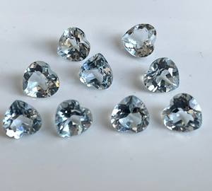 Topaze bleue ciel naturelle 8mm coupe coeur à facettes lâche topaze bleu ciel coeur excellente qualité - Product Image 6