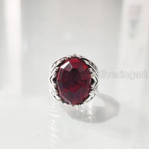 Anillo de Plata de Ley 925 con Granate Rojo Natural, Piedra de Nacimiento de Enero, Todas las Tallas, Joyería Fina Árabe, Recién Llegado - Product Image 4