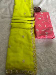 Saree fantaisie indien élégant et glamour à forte demande dernier sari le plus tendance pour les fêtes vêtements de mariée sari les plus vendus - Product Image 5