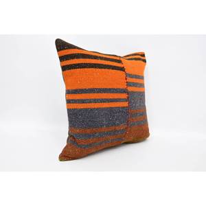 Almohada de lana de retazos Kilim naranja de lujo de 16x16 pulgadas almohada decorativa Vintage patrón esponjoso portátil para ropa de cama sofá - Product Image 3