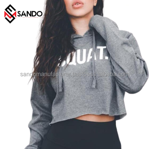 เสื้อฮู้ดครอปพิมพ์ลายแขนยาวผ้าฝ้าย 100% สำหรับผู้หญิงใส่ในฤดูหนาว พร้อมโลโก้สั่งทำ ขายส่งสำหรับชุดออกกำลังกาย - Product Image 4