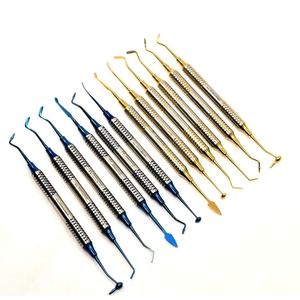 Ensemble d'instruments de remplissage composite dentaire, revêtement en titane bleu doré, outils de placement et de contouring restaurateur - Product Image 1