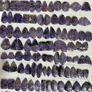Cabochon de Charoite de haute qualité paire de pierres précieuses en vrac naturelles de forme mixte pour la guérison taille personnalisable pour la fabrication de bijoux - Product Image 1