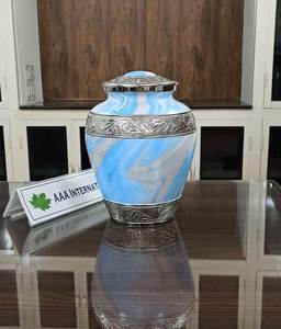 Genuine Quality Bulk Selling Special Design 100% Aluminum Metal Material Blue <b>Stone</b> With Engraving Cremation Ashes Urns for Sale - Product Image 5