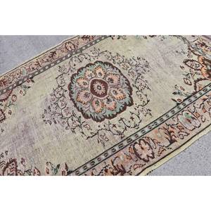 Tapis Turc Vintage 5.7 X 8.7ft Vert Orange Patchwork Motif Fait Main Laine Viscose Rectangulaire Couloir Style Latex pour Adolescents - Product Image 5