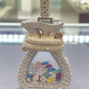 Meilleur prix bijoux fins pendentifs et breloques en argent personnalisé pendentif à breloque en diamant glacé avec blanc unisexe style Hip Hop - Product Image 6