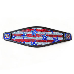 OEM Western Horse Bronc Halter Argentina Cuir Rhinestone Décoré USA Drapeau Design Personnalisé SS Fitting Conchos Entièrement Réglable - Product Image 3