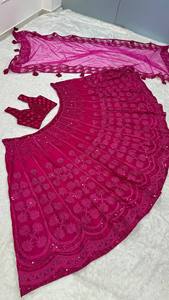 Lehenga ร้อนมากแม้กระทั่งสปอตไลท์ blushes kasturi Silk lehenga พร้อมด้ายเลื่อมและ dori ทำงาน Flair 3.5เมตรสามารถติดได้ - Product Image 5