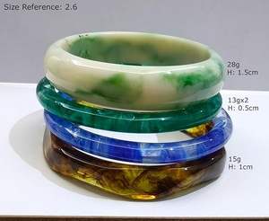 กำไลข้อมือเรซิ่นสีฟ้าเขียวไล่เฉดสีน้ำตาลลายซิกแซก งานฝีมือทำมือ สีสันสดใส สำหรับอินเดีย - Product Image 4