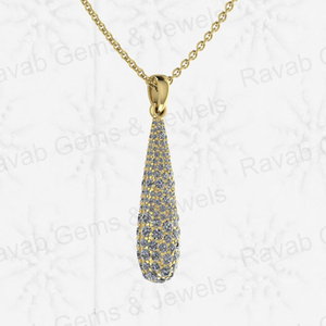 Haute qualité 32mm larme pendentif fabriqué à la main 925 en argent Sterling Multi Zircon élégant amoureux motif plaqué or bijoux fins - Product Image 1