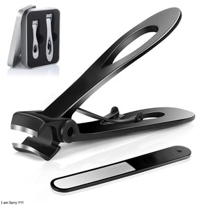 Cortaúñas de Punta pequeña negro mate, cortaúñas de acero de alto carbono para dedos con logotipo personalizado - Product Image 1