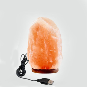 Lampe USB au sel de l'Himalaya artisanale avec base en bois massif personnalisable Base en bois naturel Décoration de chambre Produit artisanal unique - Product Image 4