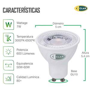 GU10 7W Dichroic LED <b>Bulbs</b> with Lens High Efficiency Product Category Lighting - Product Image 2