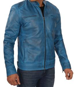 Chaqueta de Cuero Hecha a Mano con Estilo Americano para Hombre, Diseño Urbano Personalizado con Cuello Alto para Uso en Invierno, Chaqueta para Hombre - Product Image 3