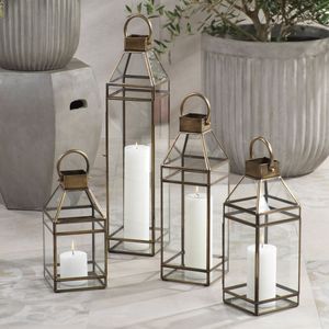 Grande lanterne décorative en acier inoxydable avec panneaux en verre et motif complexe pour les mariages et les événements - Product Image 2