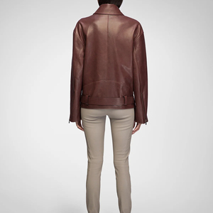 Chaqueta de Cuero 100% para Mujer, Personalizable con Logotipo, Cierre de Cremallera, al por Mayor, Manga Larga, Transpirable, Lisa, para Invierno, Talla Grande - Product Image 2