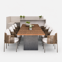 Ensemble table et chaises minimalistes modernes pour l'extérieur, 8 places, en acier inoxydable, pour cour/terrasse, meubles de salle à manger de jardin